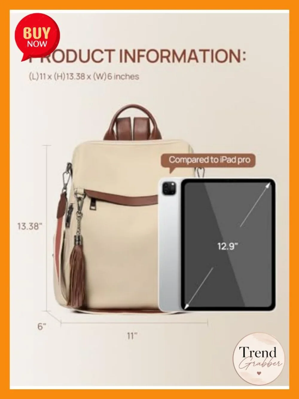 Women's PU Leather Anti-Theft Backpack Purse with Tassel Travel Bag